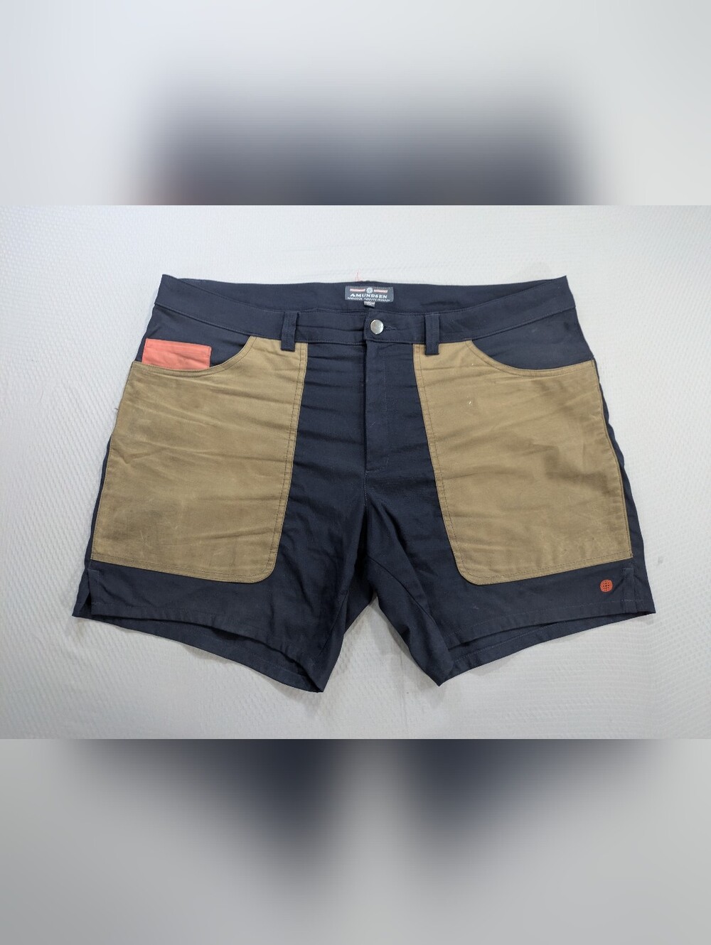 Amundsen 7 Inch Waxed Field Shorts - Men’s Size 2XL  Blue/Brown Contrast
